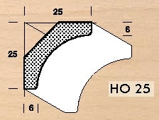 Smrková lišta HO 25 rohová vnitřní 1 ks = 3 m