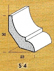 Lišta z borovice S4 podlahová  - 1 ks = 3 m